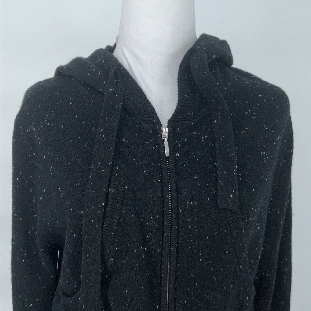 Crush Cashmere Rio Zip-Up Hoodie-100% Cashmere Black Cropped Sweater (Size XS) - Picture 5 of 13